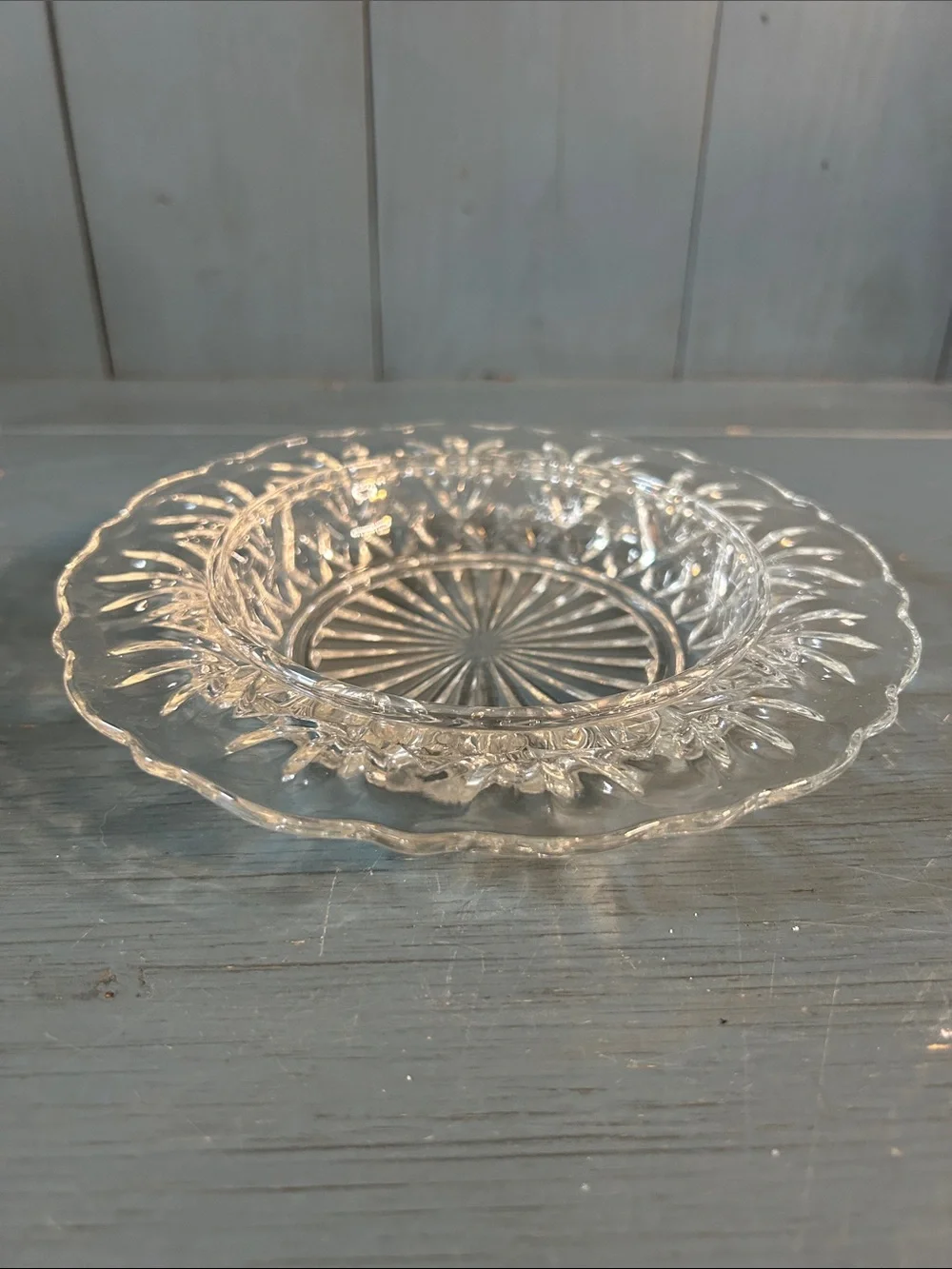 Anchor Hocking Clear Pressed Glass Sunburst Serving Plate